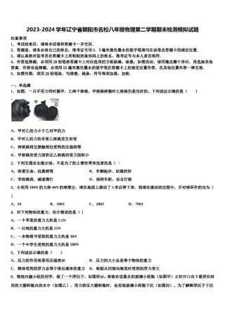 2023-2024学年辽宁省朝阳市名校八年级物理第二学期期末检测模拟试题含解析.doc