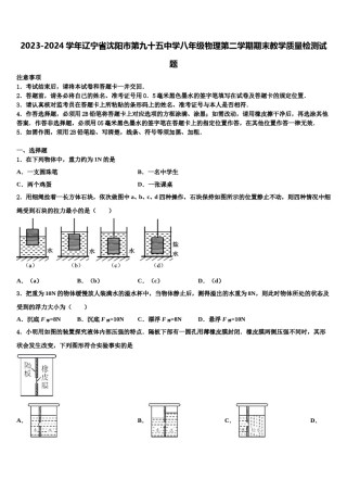 2023-2024学年辽宁省沈阳市第九十五中学八年级物理第二学期期末教学质量检测试题含解析.doc