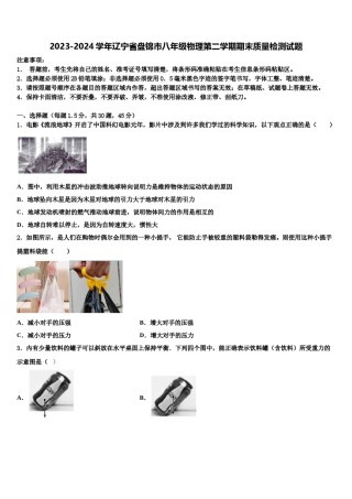 2023-2024学年辽宁省盘锦市八年级物理第二学期期末质量检测试题含解析.doc