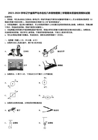 2023-2024学年辽宁省葫芦岛市名校八年级物理第二学期期末质量检测模拟试题含解析.doc