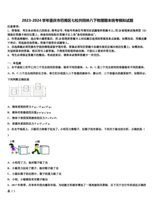 2023-2024学年重庆市巴南区七校共同体八下物理期末统考模拟试题含解析.doc