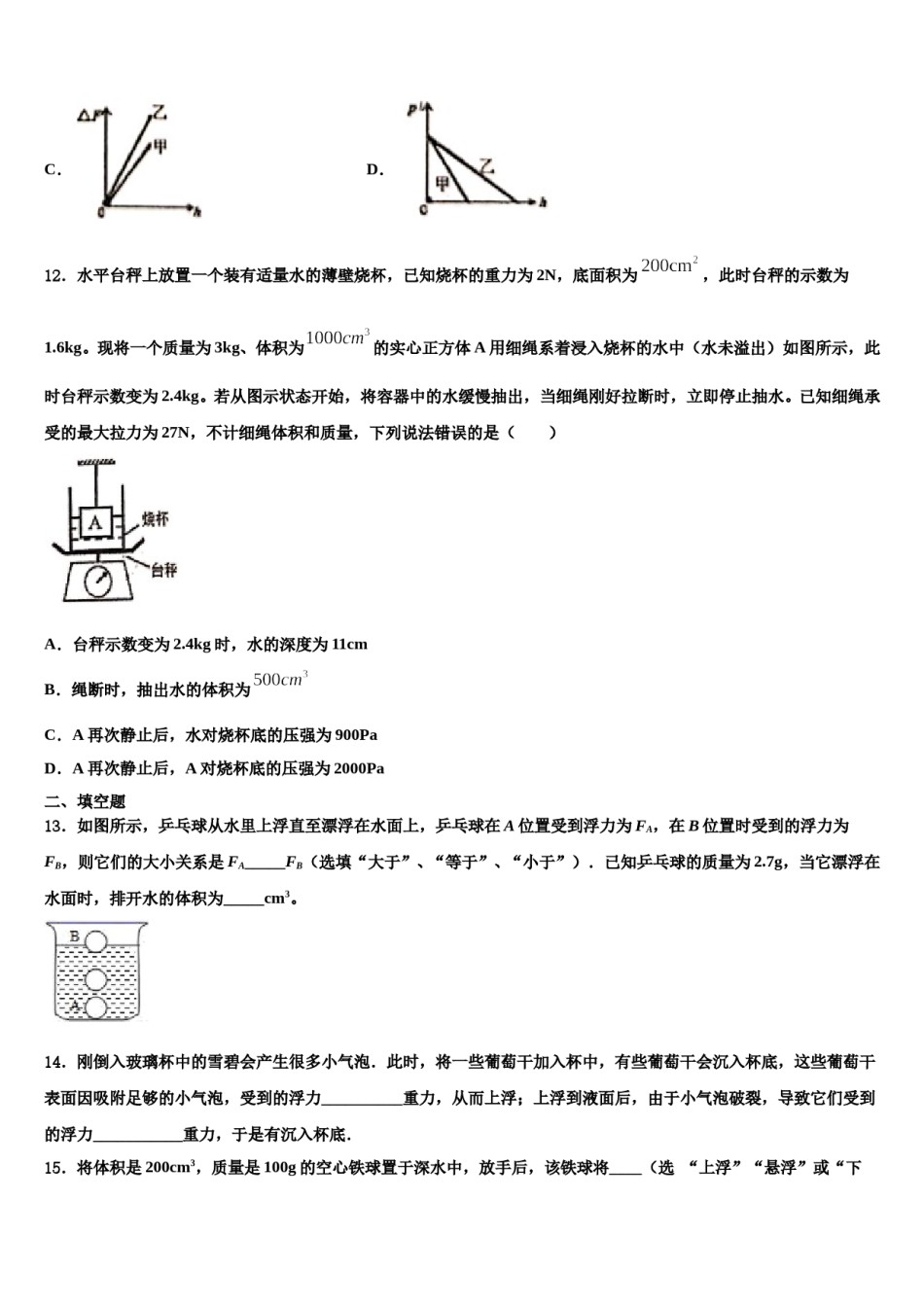 2023-2024学年重庆市渝北区物理八下期末联考试题含解析.doc_第3页