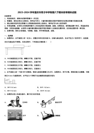 2023-2024学年重庆市育才中学物理八下期末统考模拟试题含解析.doc