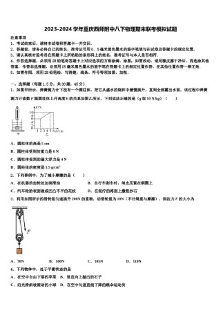 2023-2024学年重庆西师附中八下物理期末联考模拟试题含解析.doc