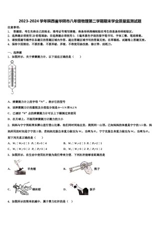 2023-2024学年陕西省华阴市八年级物理第二学期期末学业质量监测试题含解析.doc