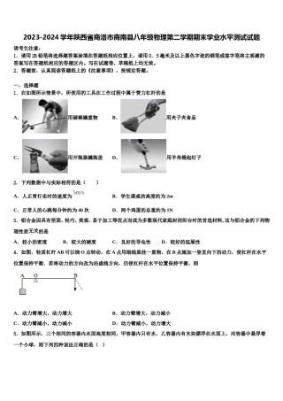 2023-2024学年陕西省商洛市商南县八年级物理第二学期期末学业水平测试试题含解析.doc