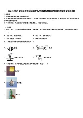 2023-2024学年陕西省蓝田县联考八年级物理第二学期期末教学质量检测试题含解析.doc