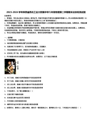 2023-2024学年陕西省西北工业大附属中学八年级物理第二学期期末达标检测试题含解析.doc