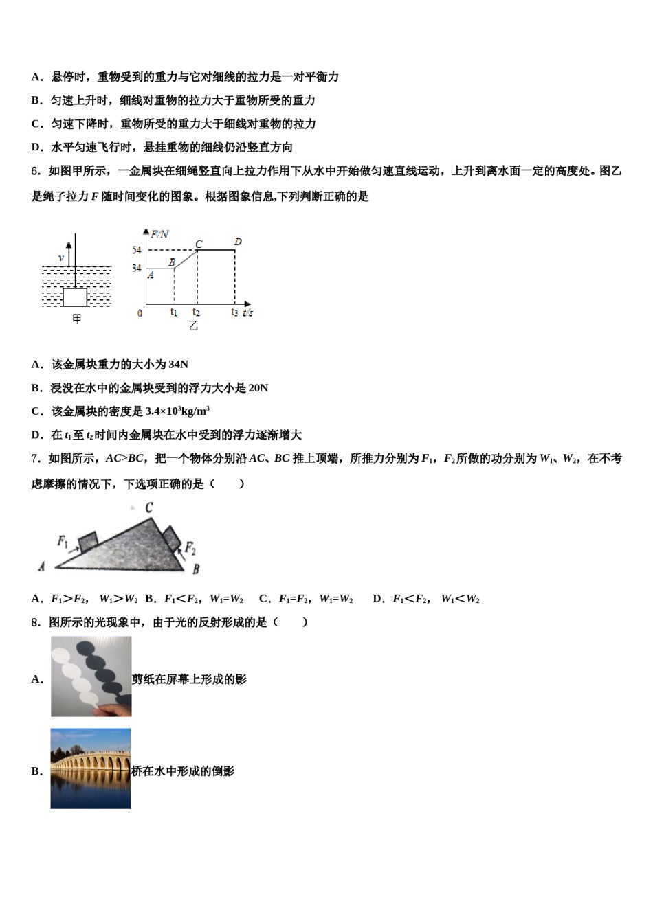 2023-2024学年陕西省西安临潼区骊山初级中学物理八下期末检测模拟试题含解析.doc_第2页