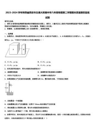 2023-2024学年陕西省西安市交通大附属中学八年级物理第二学期期末质量跟踪监视试题含解析.doc