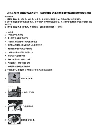 2023-2024学年陕西省西安市（师大附中）八年级物理第二学期期末检测模拟试题含解析.doc