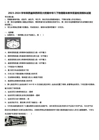 2023-2024学年陕西省陕西师范大附属中学八下物理期末教学质量检测模拟试题含解析.doc
