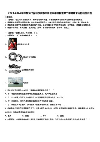 2023-2024学年黑龙江省哈尔滨市平房区八年级物理第二学期期末达标检测试题含解析.doc