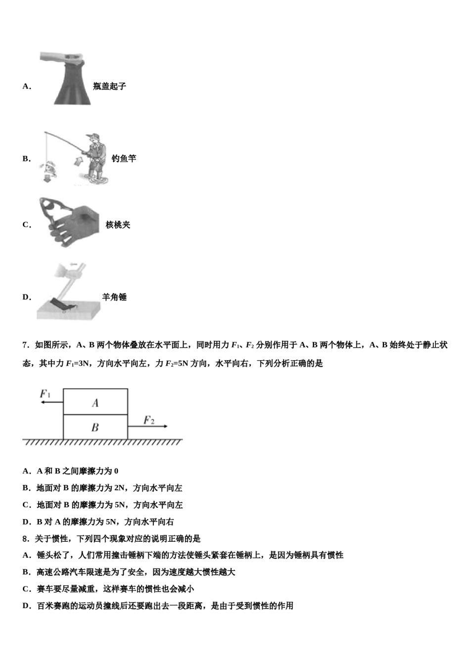 2023-2024学年黑龙江省哈尔滨市美加外国语学校八下物理期末联考试题含解析.doc_第3页