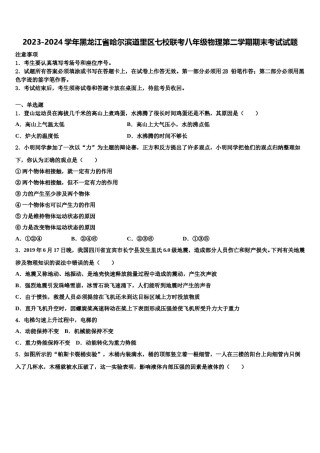 2023-2024学年黑龙江省哈尔滨道里区七校联考八年级物理第二学期期末考试试题含解析.doc