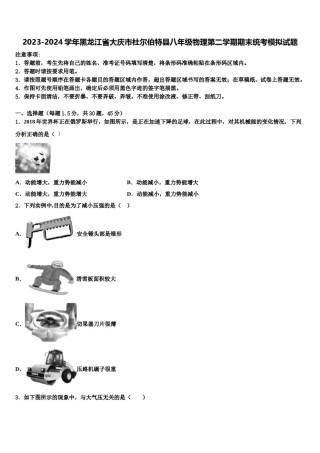 2023-2024学年黑龙江省大庆市杜尔伯特县八年级物理第二学期期末统考模拟试题含解析.doc