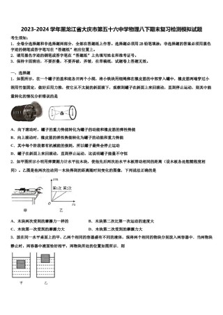 2023-2024学年黑龙江省大庆市第五十六中学物理八下期末复习检测模拟试题含解析.doc