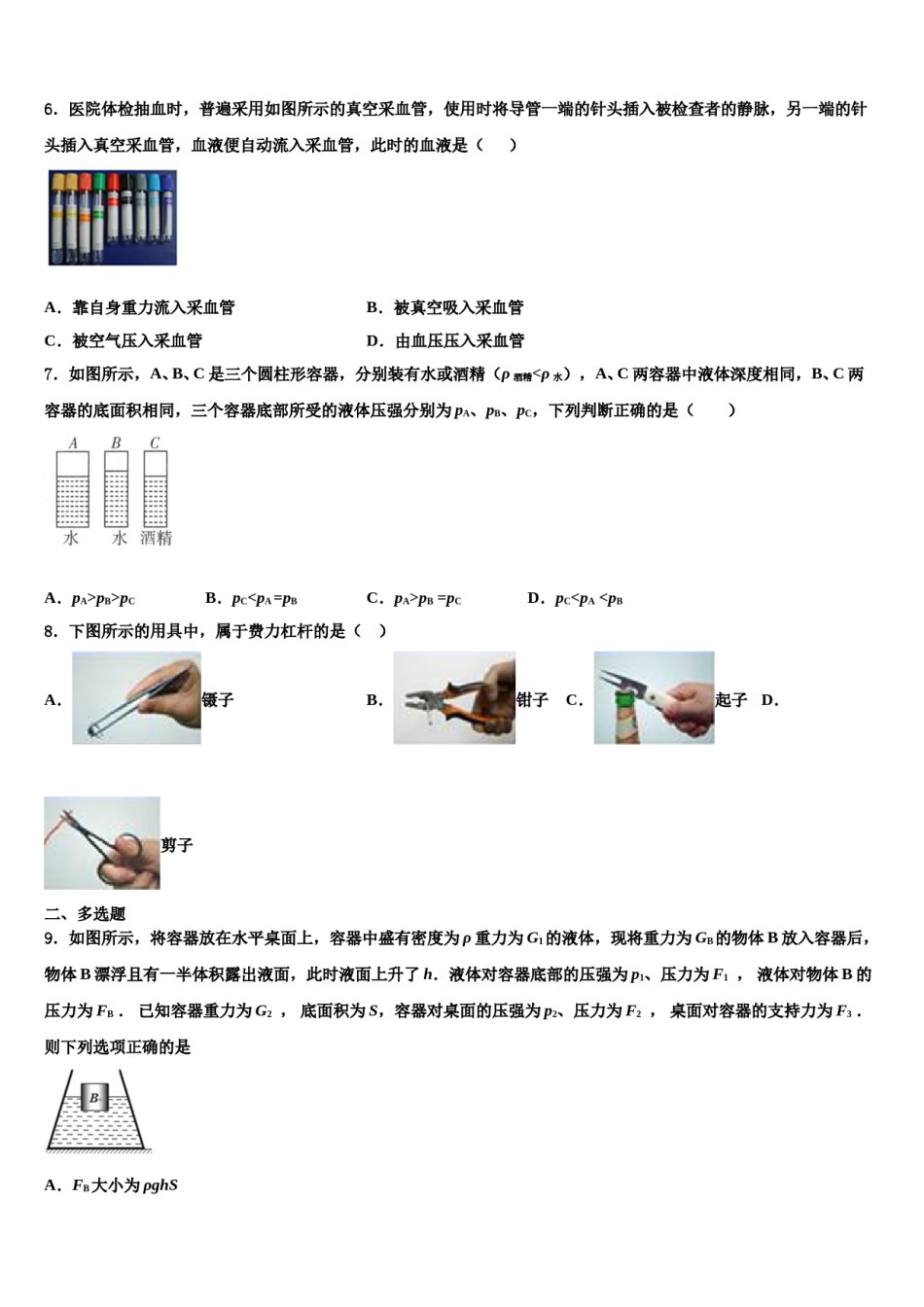 2023-2024学年黑龙江省密山市实验中学八下物理期末达标检测试题含解析.doc_第2页