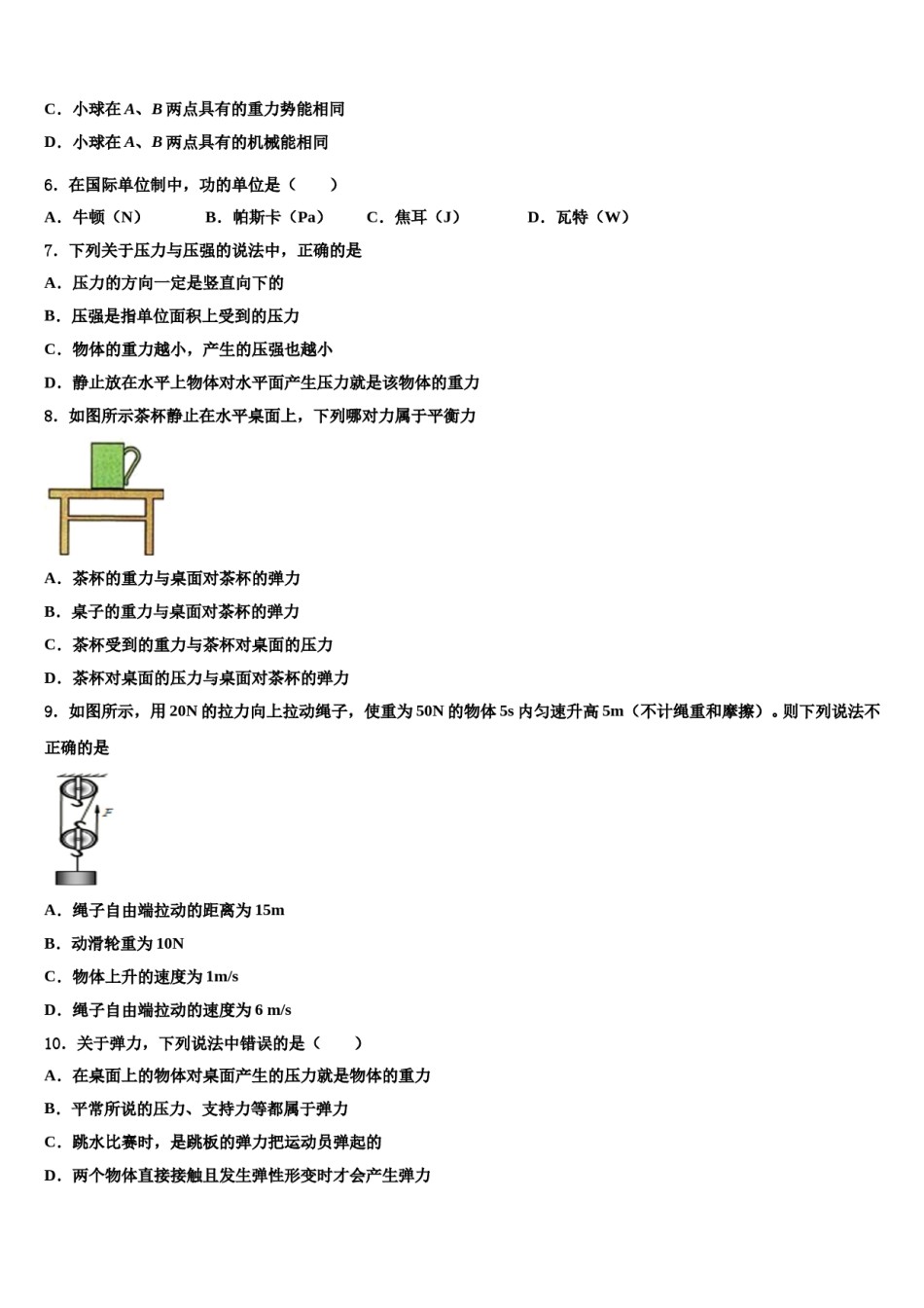 2023-2024学年黑龙江省鹤岗市名校八年级物理第二学期期末复习检测试题含解析.doc_第2页
