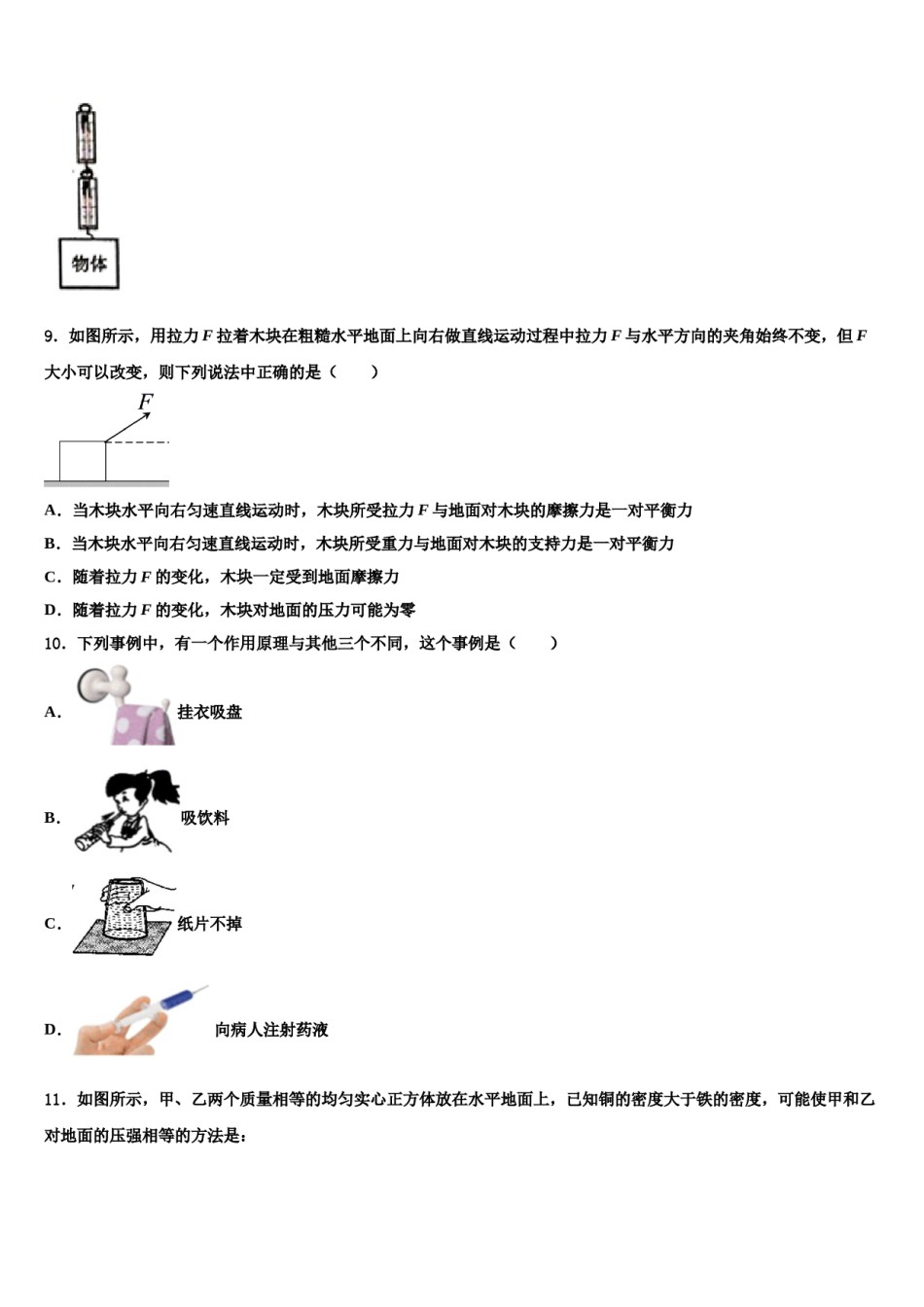 2024届上海市外国语大附属外国语学校八下物理期末检测试题含解析.doc_第3页