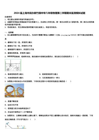 2024届上海市民办新竹园中学八年级物理第二学期期末监测模拟试题含解析.doc