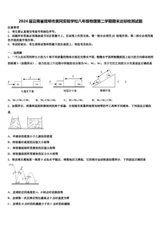 2024届云南省昆明市黄冈实验学校八年级物理第二学期期末达标检测试题含解析.doc