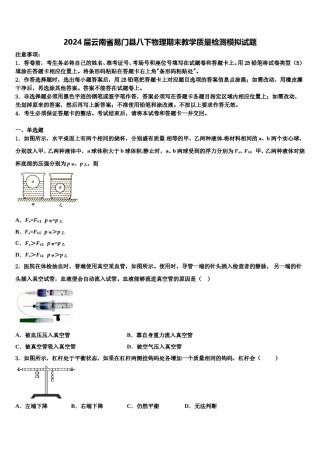 2024届云南省易门县八下物理期末教学质量检测模拟试题含解析.doc