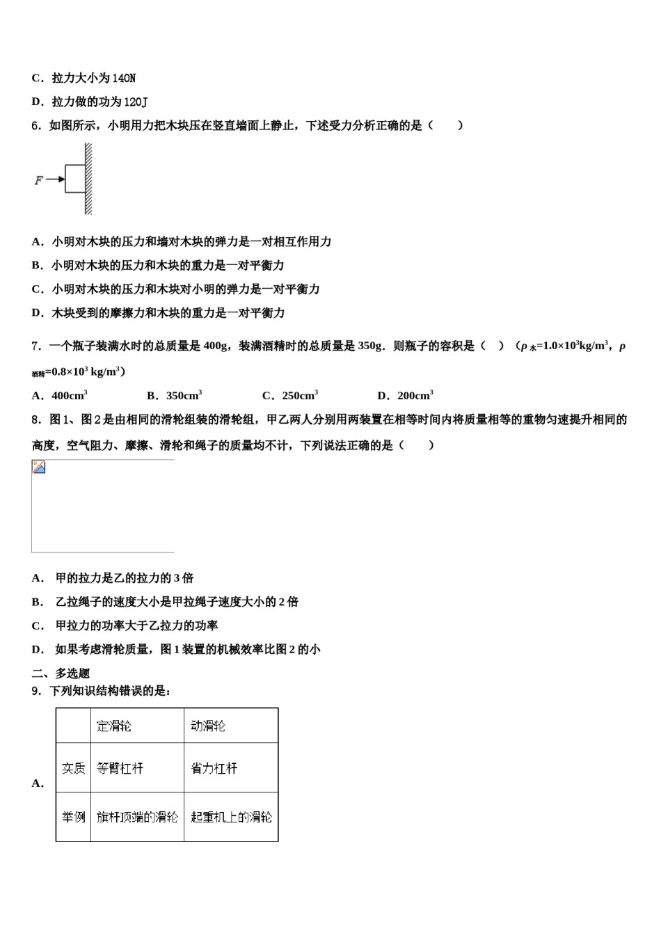 2024届内蒙古乌兰浩特市第十三中学八年级物理第二学期期末质量检测模拟试题含解析.doc_第2页