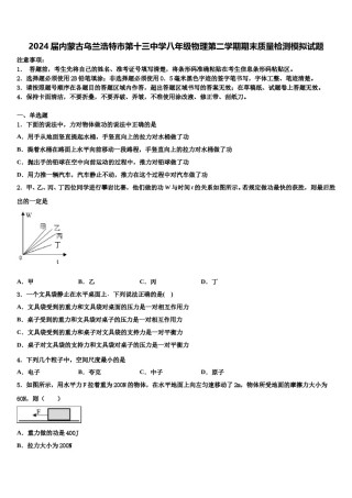 2024届内蒙古乌兰浩特市第十三中学八年级物理第二学期期末质量检测模拟试题含解析.doc