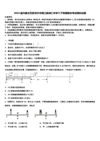 2024届内蒙古巴彦淖尔市磴口县诚仁中学八下物理期末考试模拟试题含解析.doc