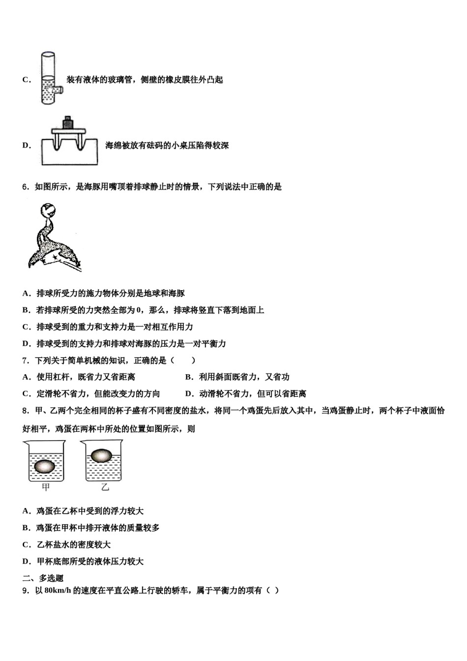2024届北京中学国人民大附属中学八年级物理第二学期期末复习检测试题含解析.doc_第3页