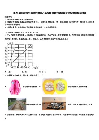 2024届北京大兴北臧村中学八年级物理第二学期期末达标检测模拟试题含解析.doc