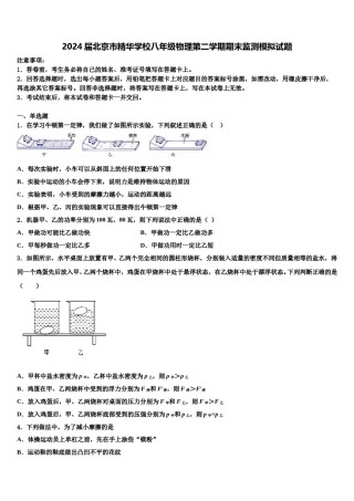 2024届北京市精华学校八年级物理第二学期期末监测模拟试题含解析.doc