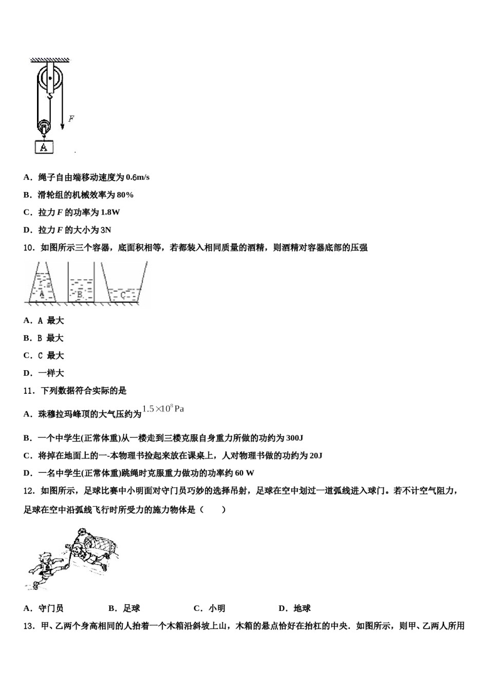 2024届合肥市寿春中学物理八下期末统考试题含解析.doc_第3页