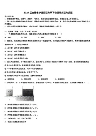 2024届吉林省伊通县联考八下物理期末联考试题含解析.doc