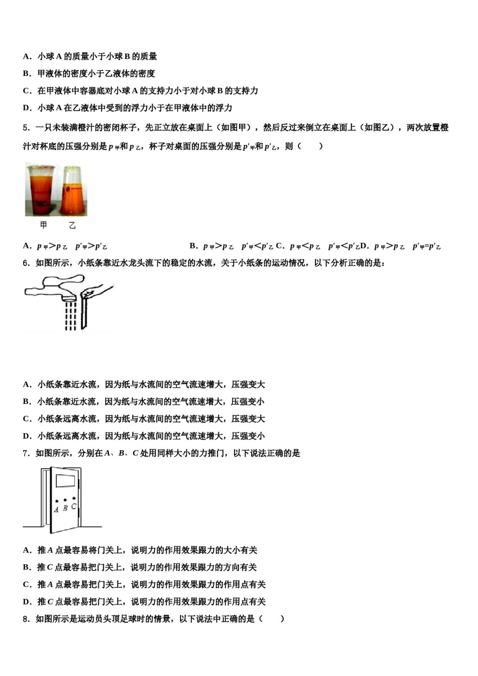 2024届吉林省吉林市第14中学八年级物理第二学期期末学业水平测试模拟试题含解析.doc_第2页