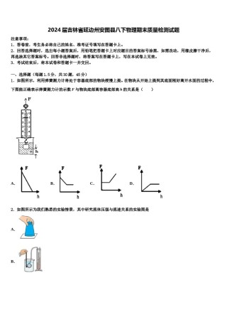 2024届吉林省延边州安图县八下物理期末质量检测试题含解析.doc