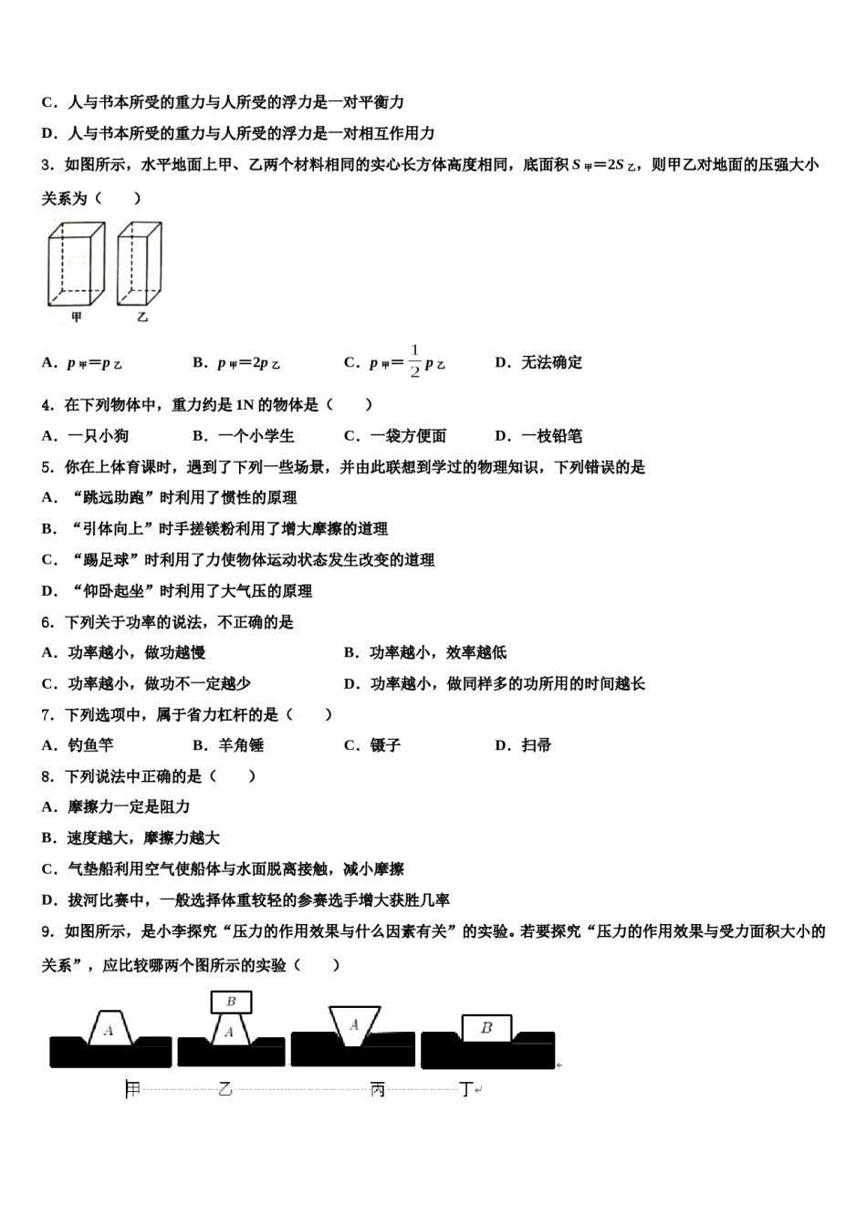 2024届吉林省延边州敦化市物理八下期末联考模拟试题含解析.doc_第2页