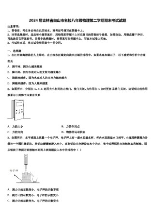 2024届吉林省白山市名校八年级物理第二学期期末考试试题含解析.doc