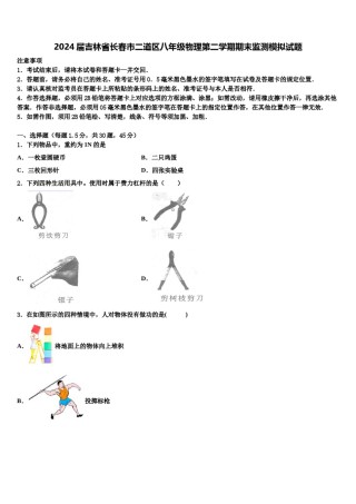 2024届吉林省长春市二道区八年级物理第二学期期末监测模拟试题含解析.doc