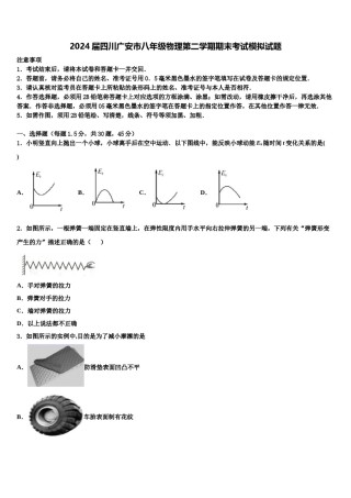 2024届四川广安市八年级物理第二学期期末考试模拟试题含解析.doc