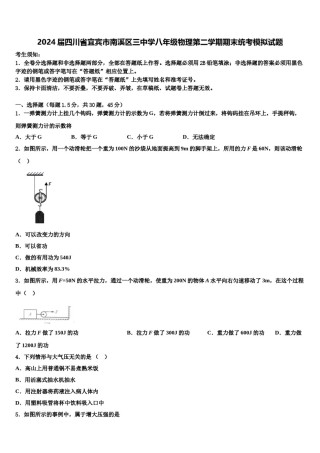 2024届四川省宜宾市南溪区三中学八年级物理第二学期期末统考模拟试题含解析.doc