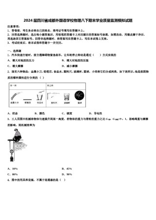 2024届四川省成都外国语学校物理八下期末学业质量监测模拟试题含解析.doc