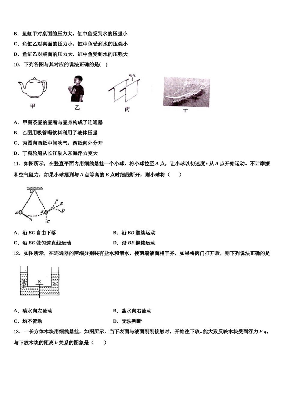 2024届四川省成都市新都区物理八下期末考试试题含解析.doc_第3页