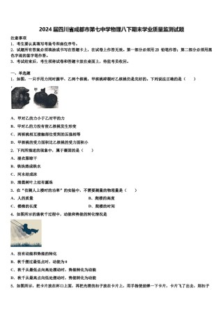 2024届四川省成都市第七中学物理八下期末学业质量监测试题含解析.doc