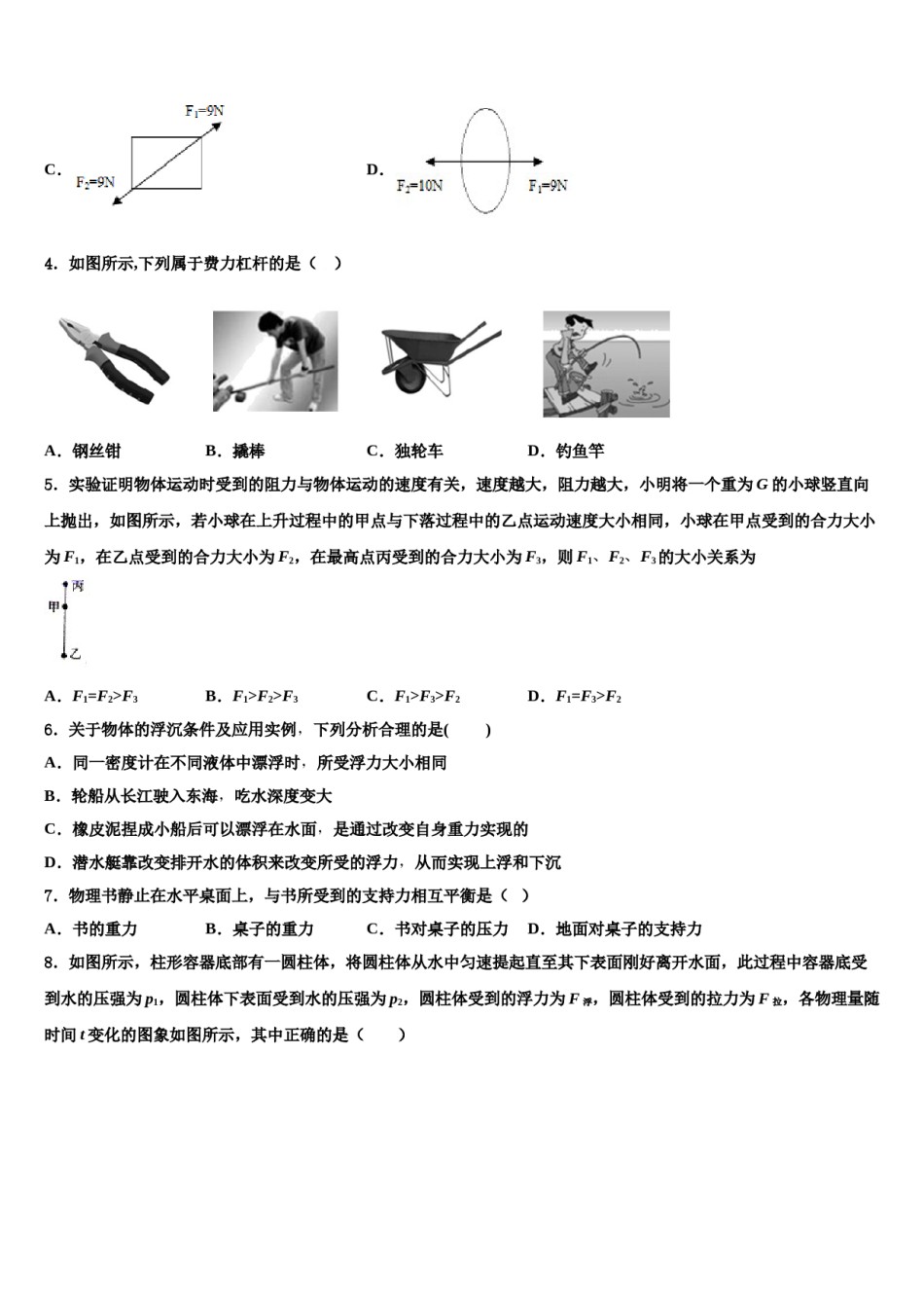 2024届四川省江油市七校八年级物理第二学期期末质量检测模拟试题含解析.doc_第2页