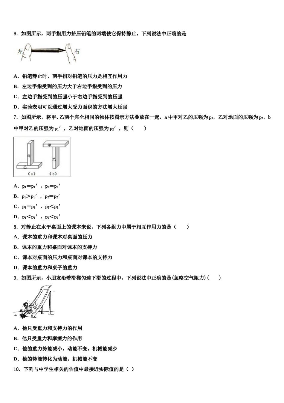 2024届四川省眉山市龙正区物理八下期末综合测试模拟试题含解析.doc_第2页