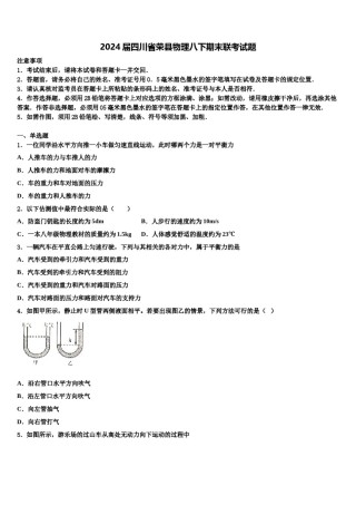 2024届四川省荣县物理八下期末联考试题含解析.doc