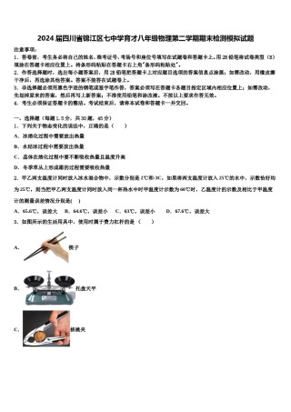 2024届四川省锦江区七中学育才八年级物理第二学期期末检测模拟试题含解析.doc