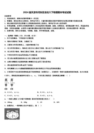 2024届天津市河东区名校八下物理期末考试试题含解析.doc